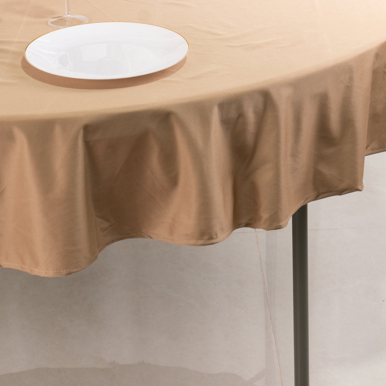 Nude 70-Inch Round Premium Scuba Tablecloth - Stain & Wrinkle Resistant
