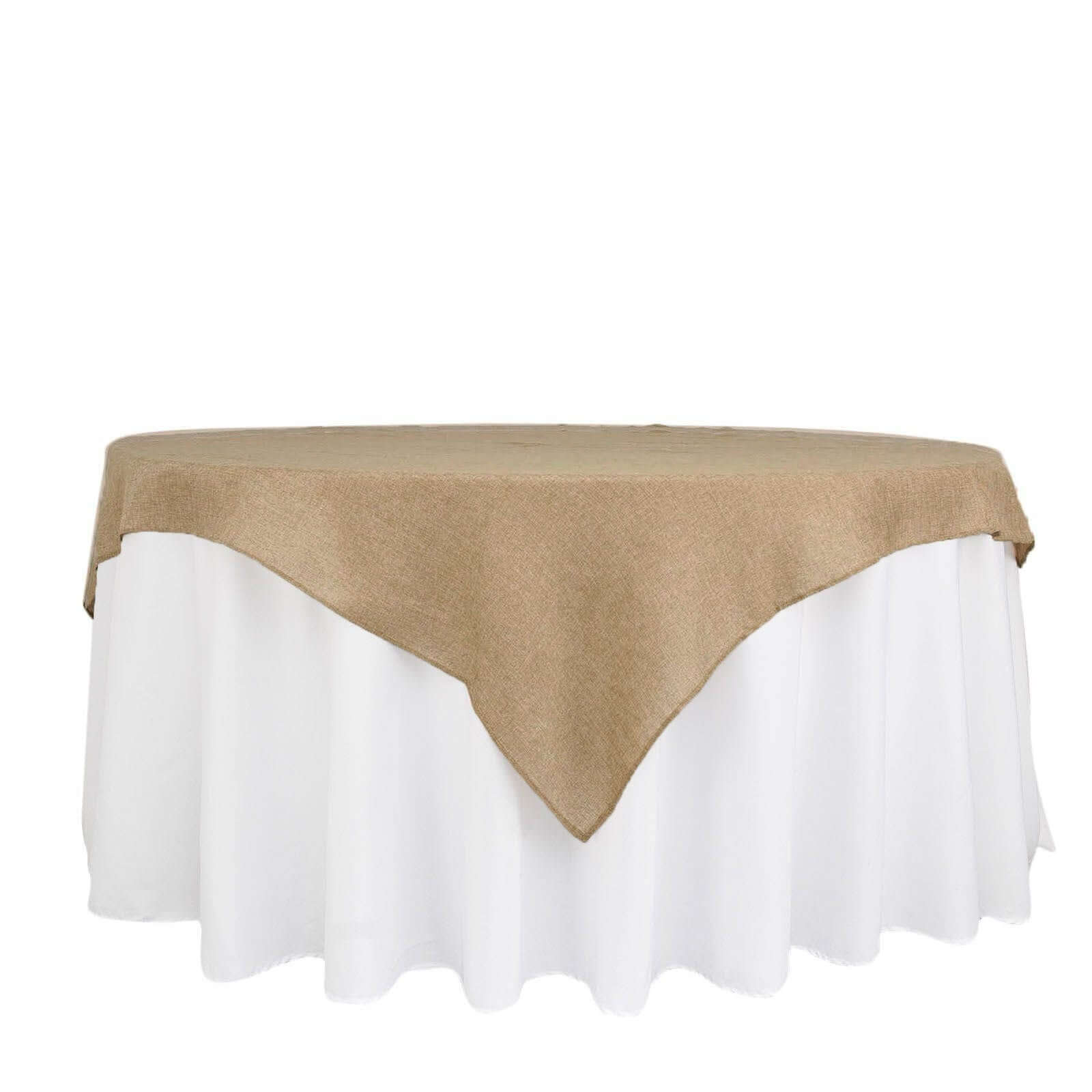 Discount! Natural Faux Jute Square Table Overlay Tablecloth 72x72 - Boho Chic for Vintage Celebrations
