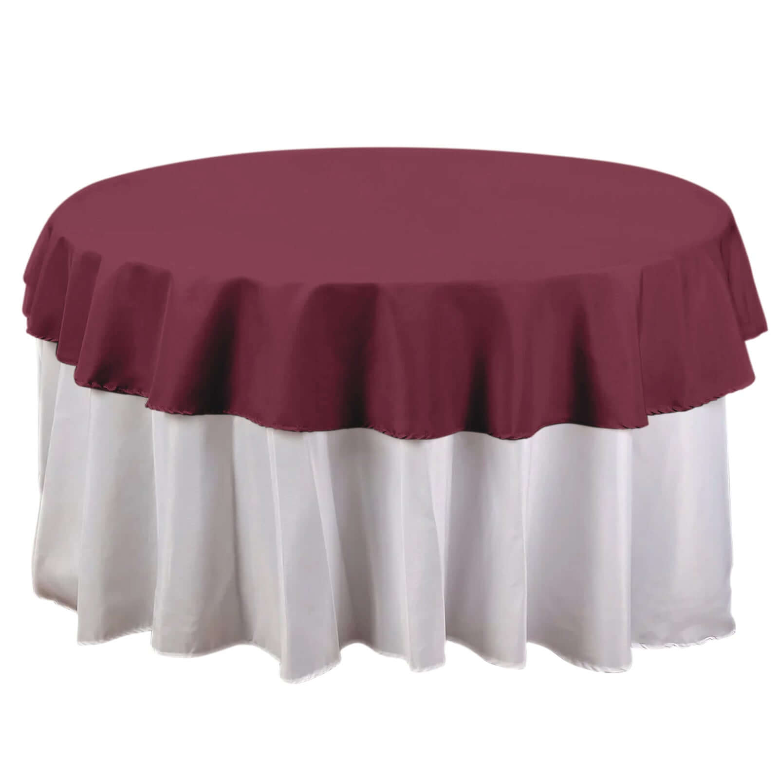 Durable & Wrinkle-Free 70-Inch Burgundy Polyester Round Tablecloth