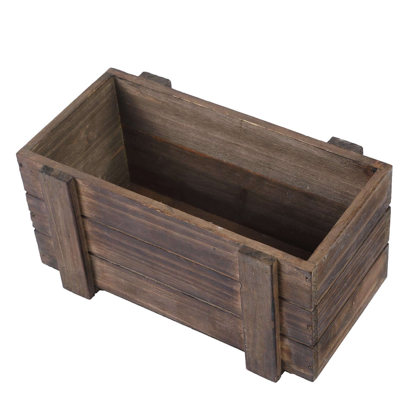 Hot Deal! 2-Pack Smoked Brown Rustic Wood Planter Boxes - Ideal Natural Decor for Weddings, 10x5