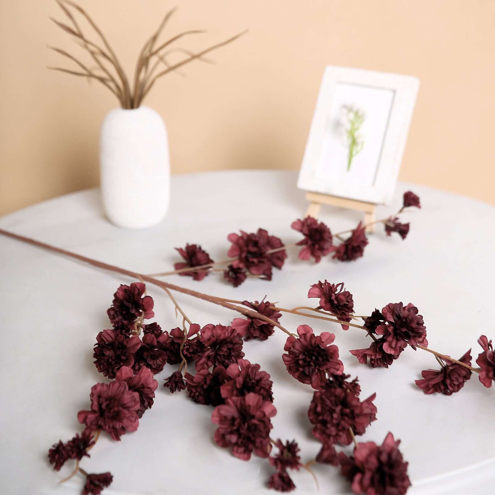 Discount! 2 Branches 42" Tall Burgundy Artificial Silk Carnation Stems
