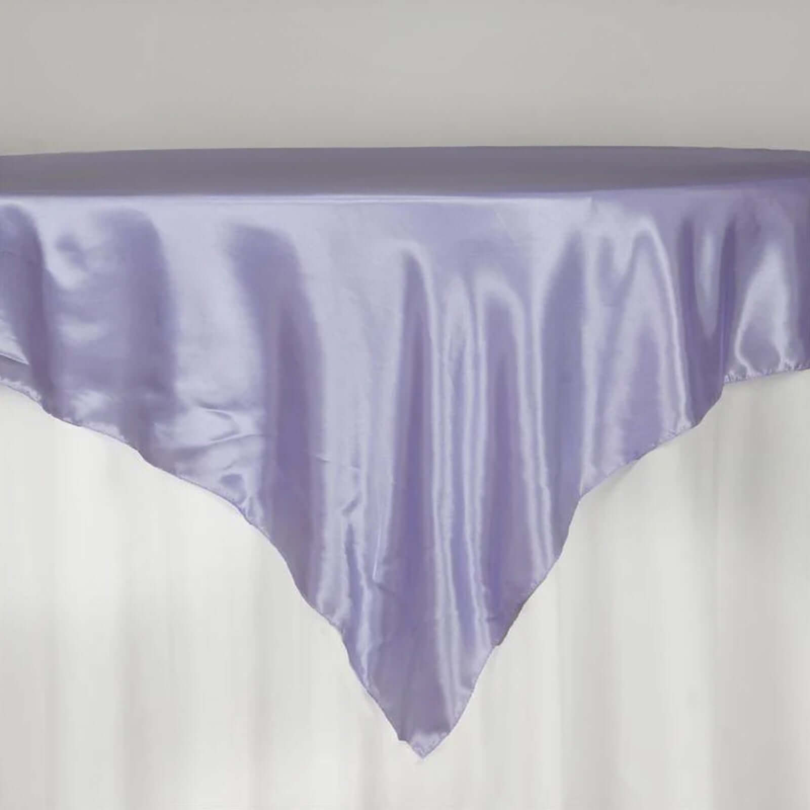Special Offer! 72x72 Square Satin Table Overlay in Lavender Lilac for Events