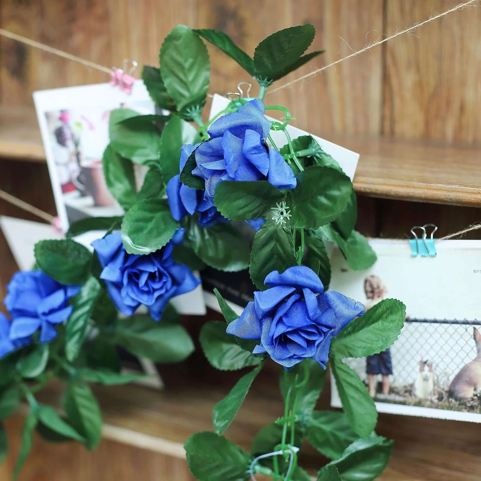 6ft UV-Protected Royal Blue Artificial Silk Rose Garland - Ideal for Decor