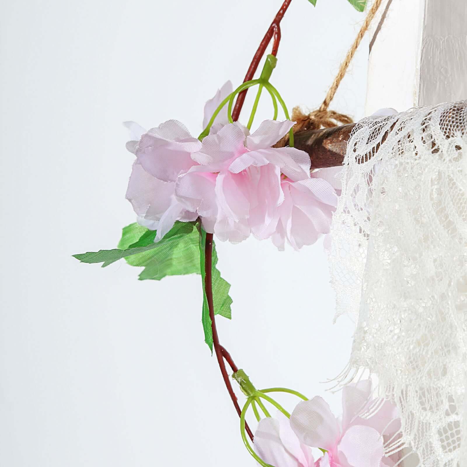2-Pack 7-Foot Blush Artificial Cherry Blossom Flower Garland for Weddings and Decor