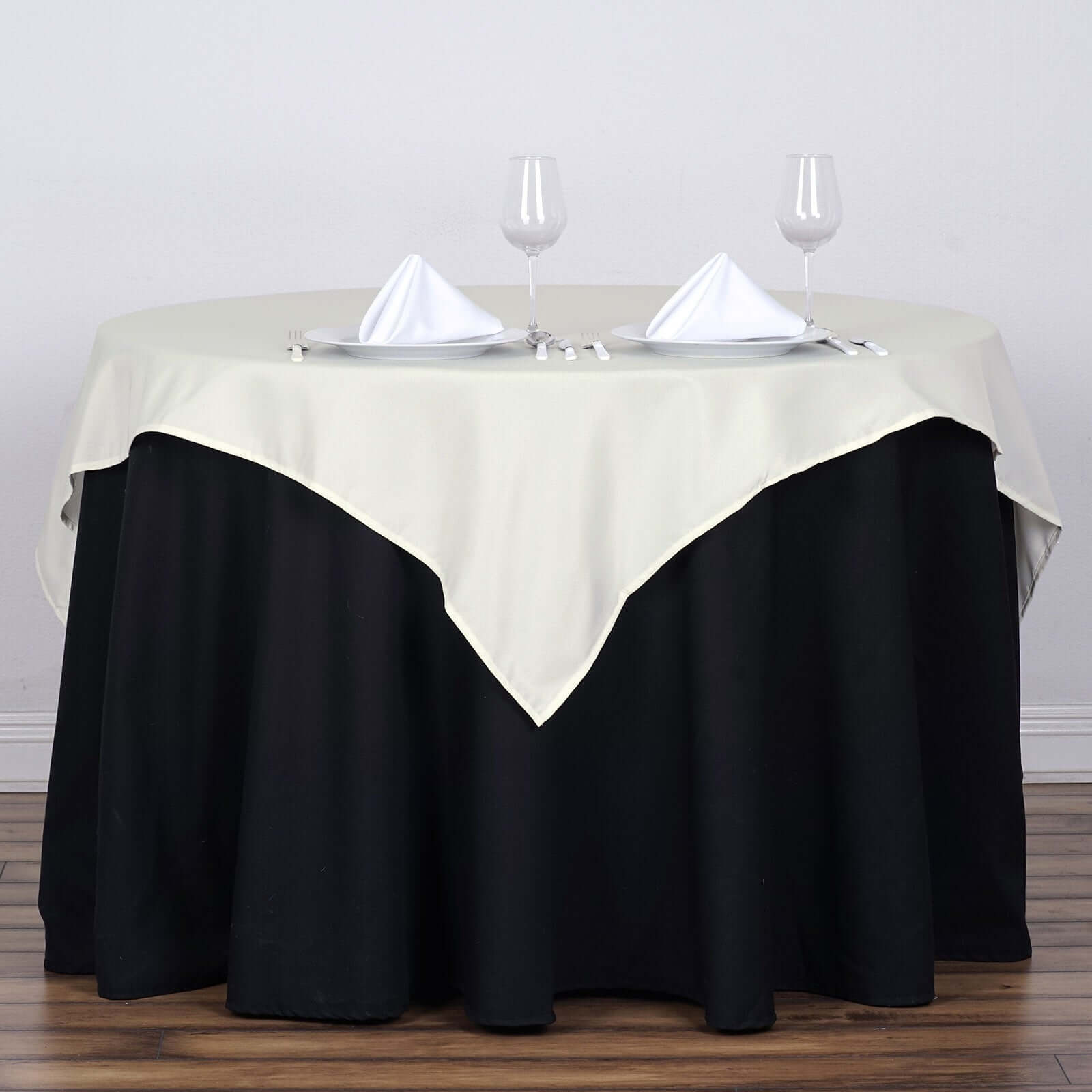 Durable & Wrinkle-Resistant Ivory 54x54 Polyester Square Tablecloth