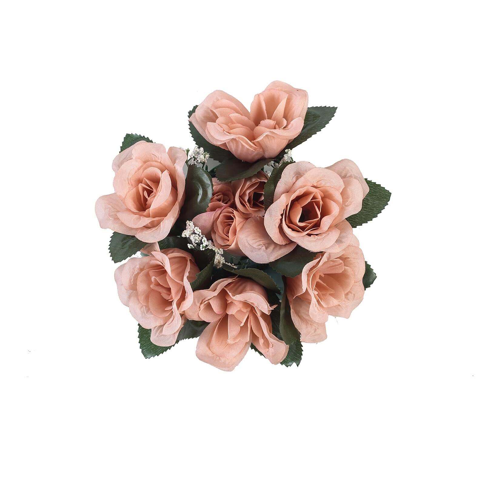 4-Pack Dusty Rose Artificial Silk Rose Flower Candle Rings - Perfect Decor!
