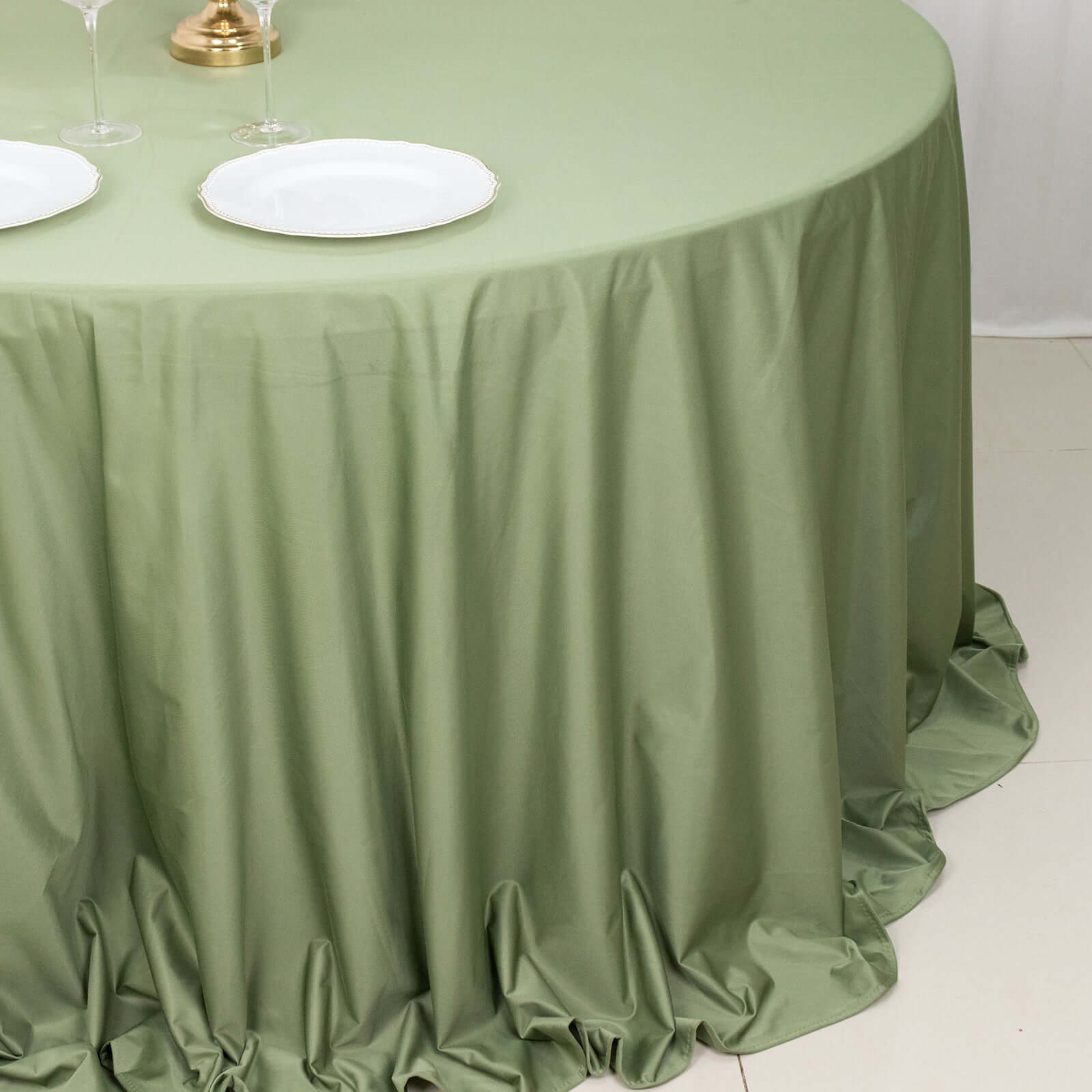 Dusty Sage Green 132' Round Scuba Tablecloth - Wrinkle & Stain Resistant