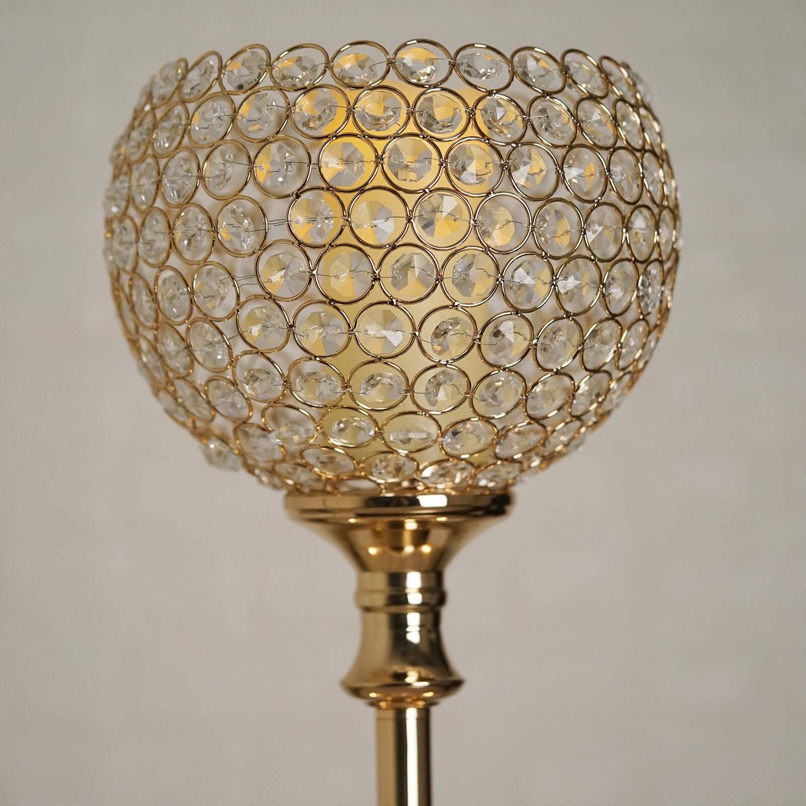 Hot! Gold Acrylic Votive Candle Holder with Crystal Goblet Design - Ideal Wedding Table Centerpiece