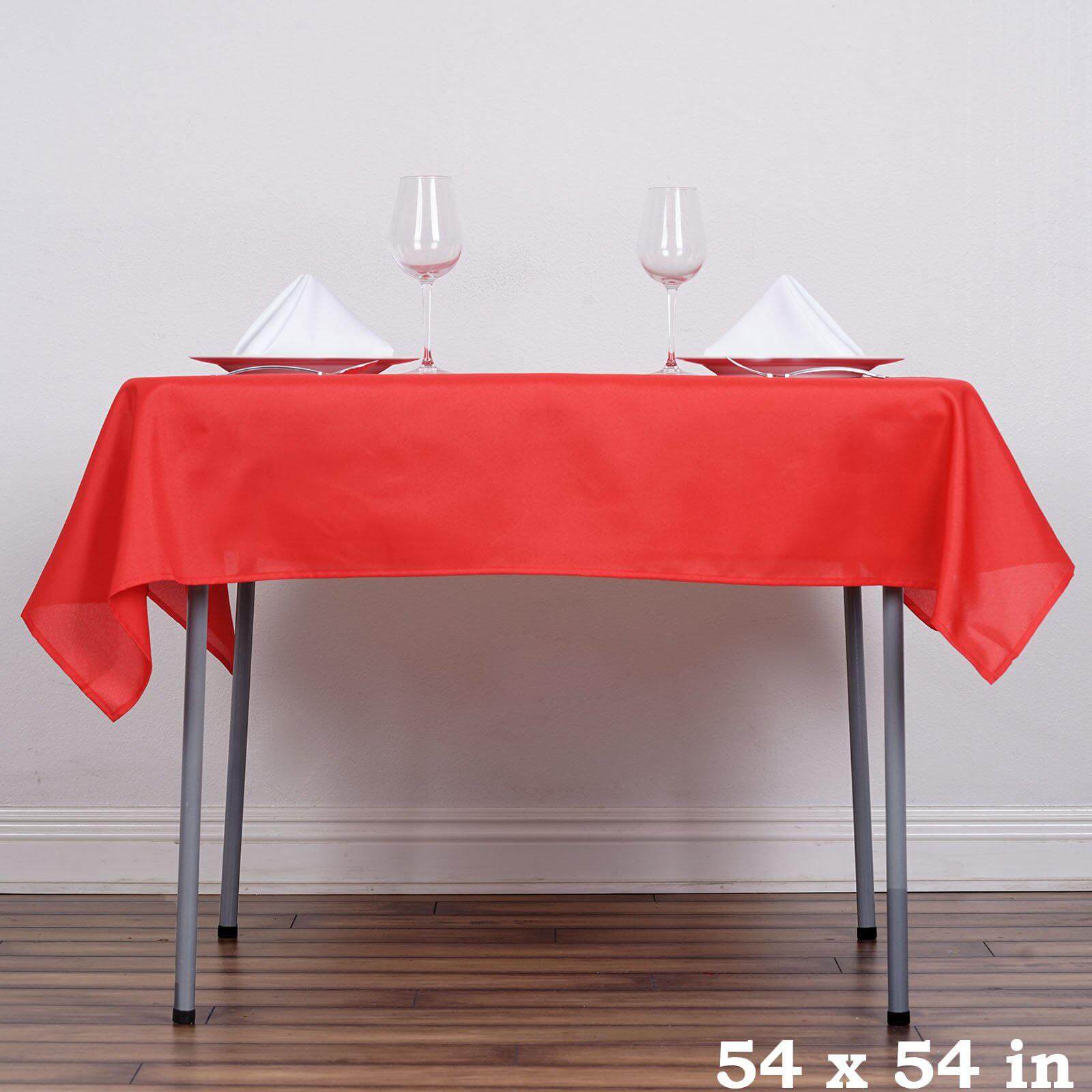 Red 54x54 Polyester Square Table Overlay - Wrinkle-Resistant & Durable
