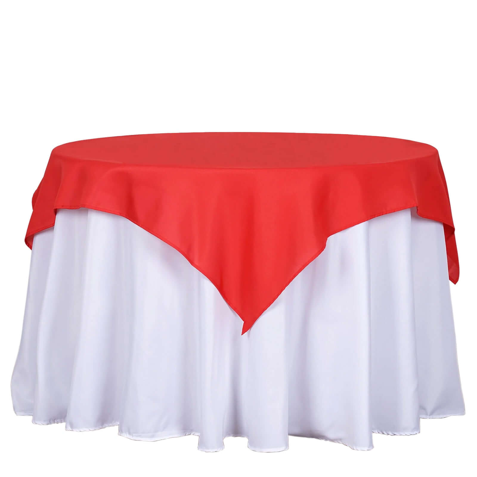 Red 54x54 Polyester Square Table Overlay - Wrinkle-Resistant & Durable