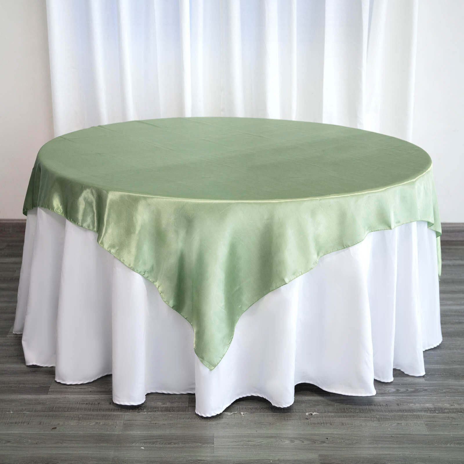 Sage Green 72x72 Satin Square Table Overlay - Smooth Finish, Stain & Wrinkle-Resistant
