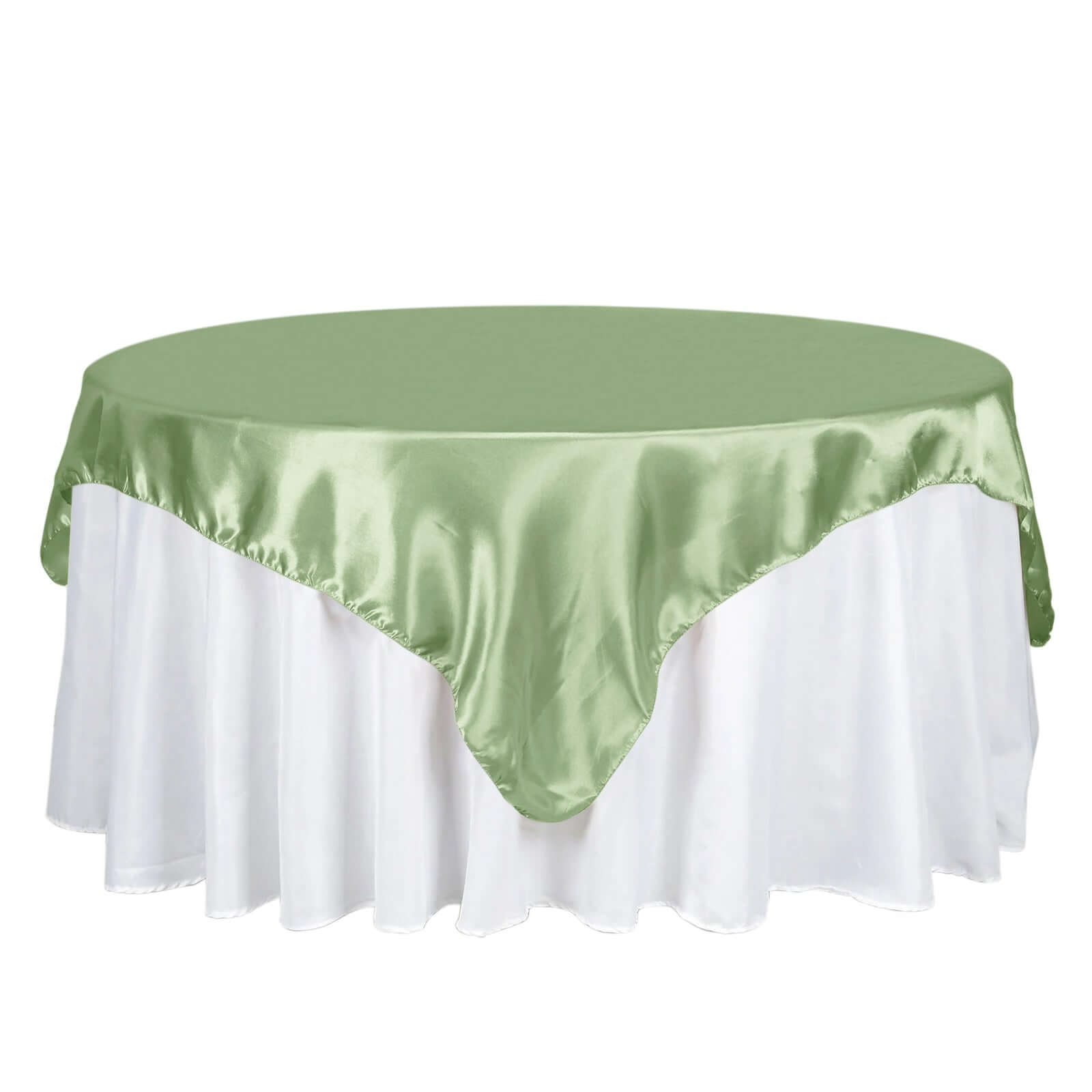 Sage Green 72x72 Satin Square Table Overlay - Smooth Finish, Stain & Wrinkle-Resistant