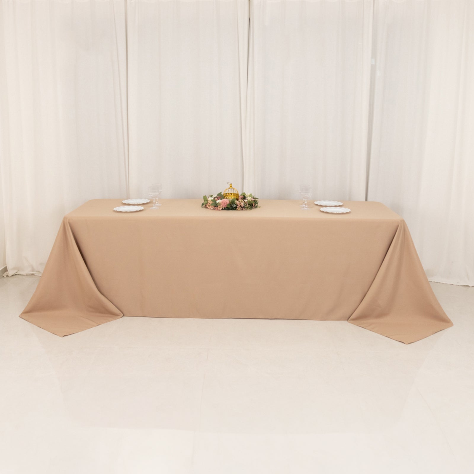 Hot Sale! Seamless 220GSM Stain-Resistant Nude Premium Polyester Rectangle Tablecloth 90x156