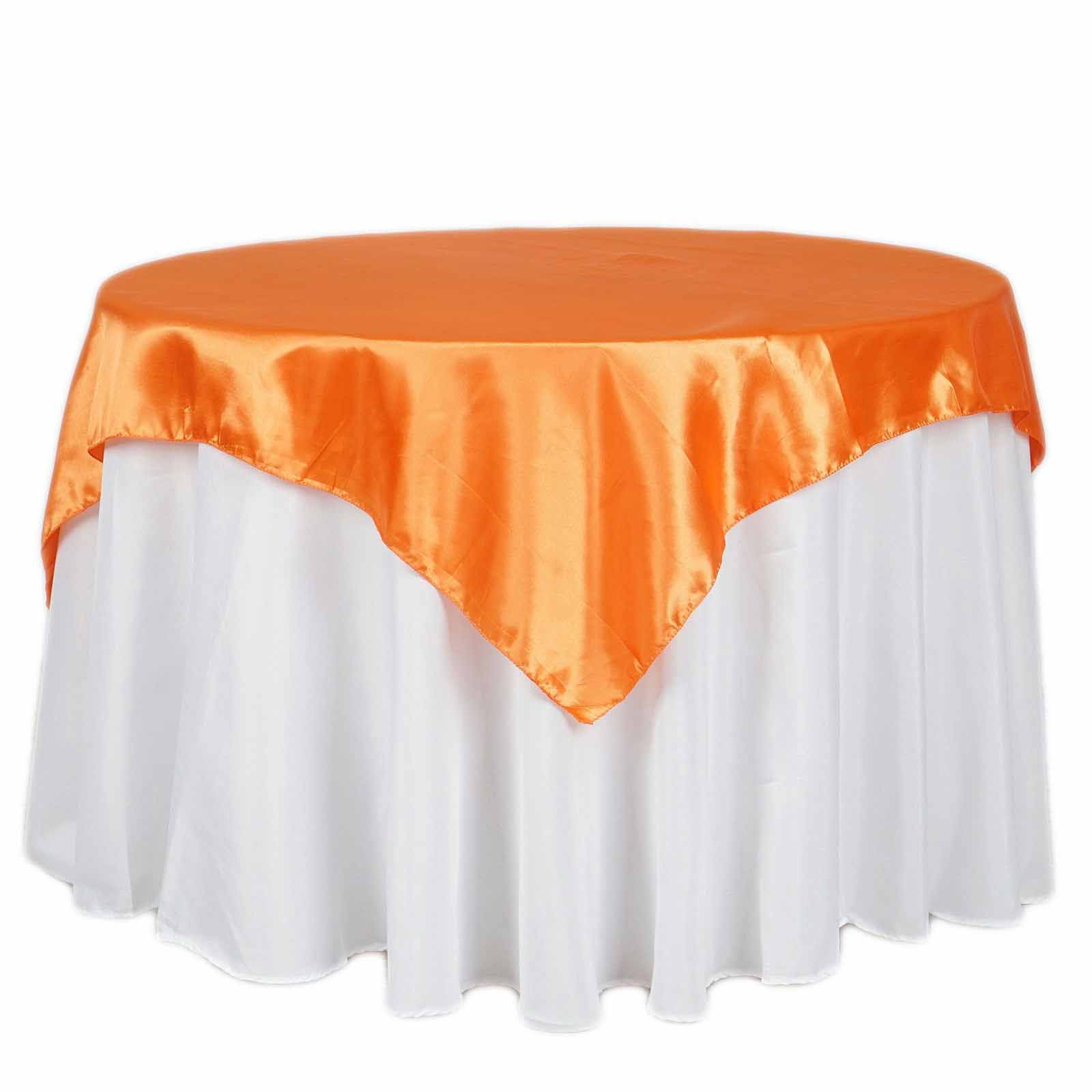 Orange 72x72 Satin Square Table Overlay with Smooth Finish