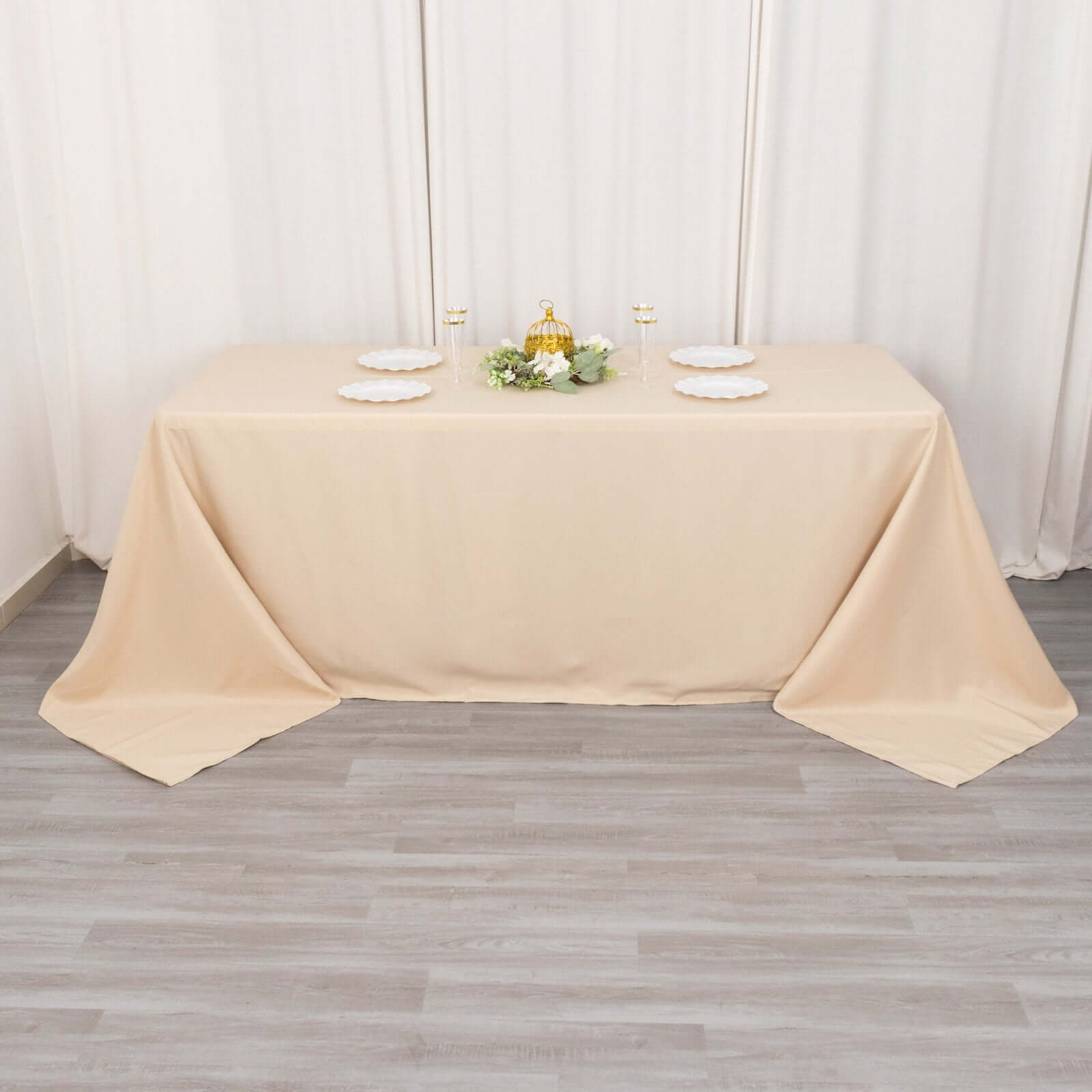 Exclusive Offer! Beige 90x132 Rectangle Premium Polyester Seamless 220GSM Stain-Resistant Tablecloth