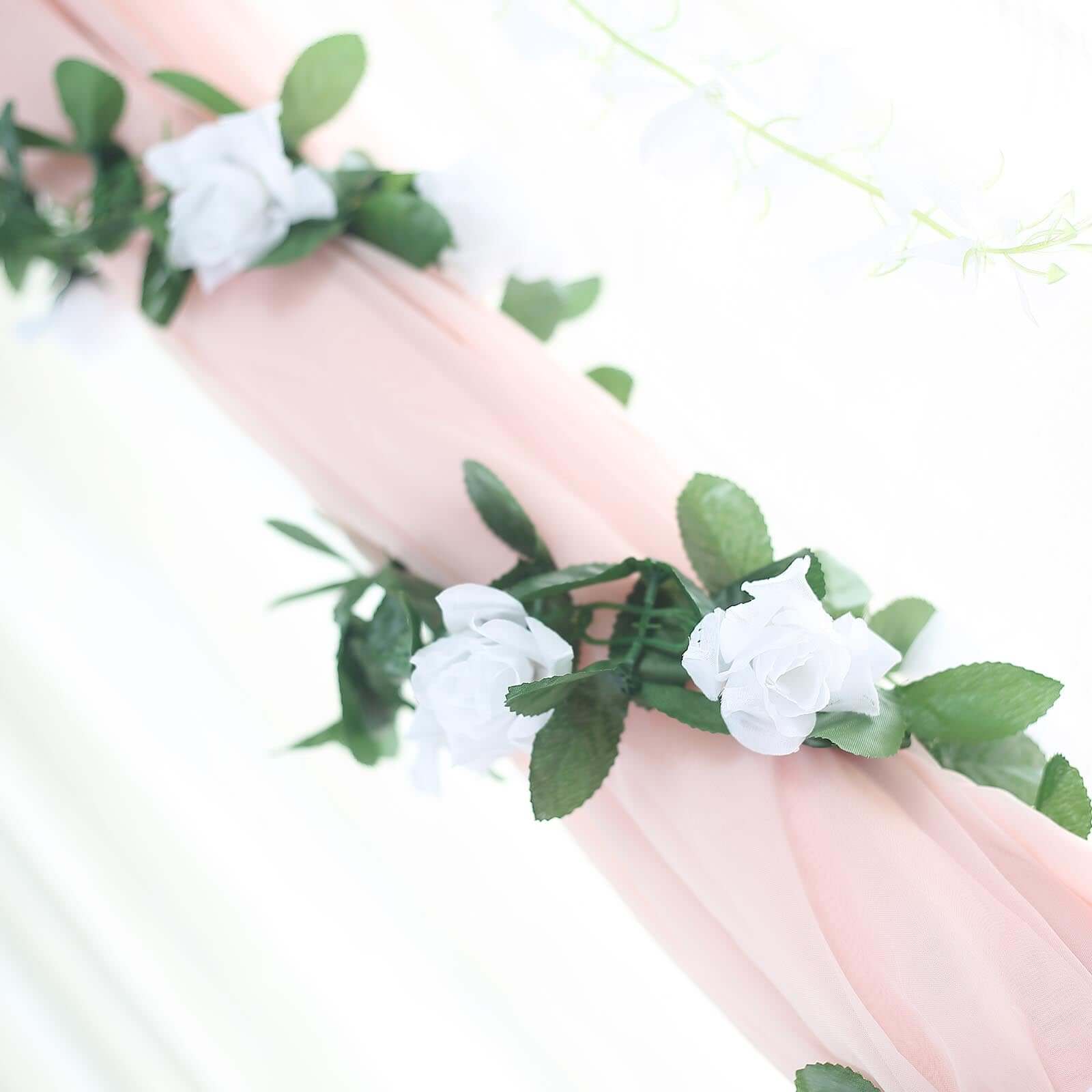 Hot Deal! 6ft UV-Protected White Artificial Silk Rose Garland for Decor
