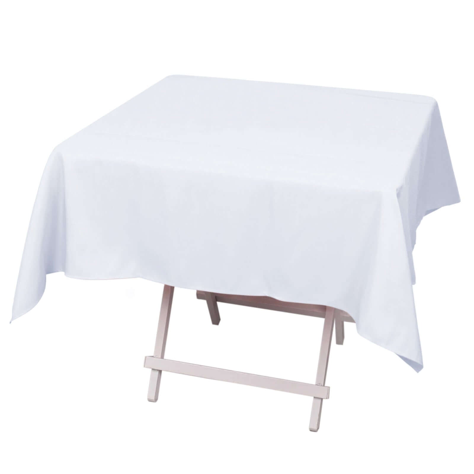 Get This Premium 54x54 White Polyester Square Tablecloth - Stain & Wrinkle Resistant for Weddings & Events