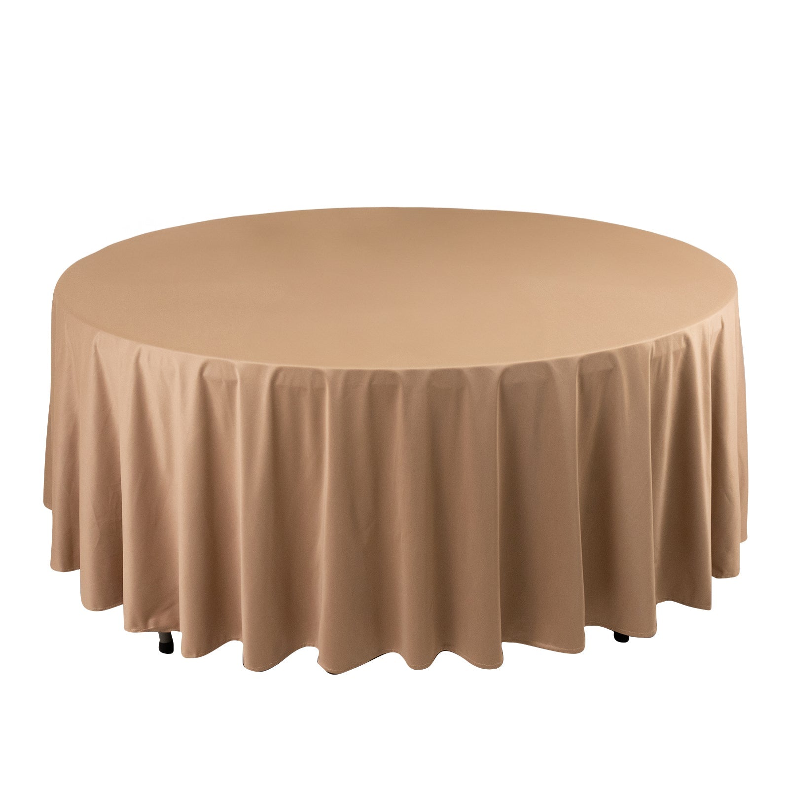 Premium Wrinkle-Free & Stain-Resistant Nude Scuba Round 108 Tablecloth for Events