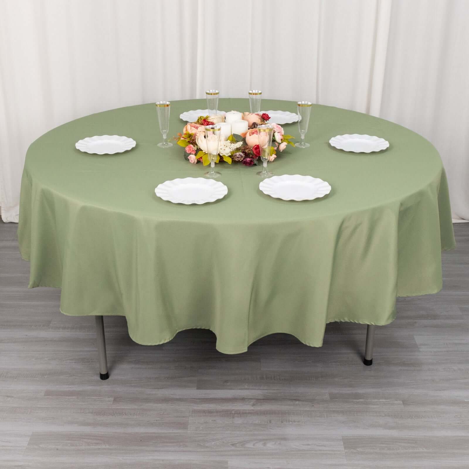 90-Inch Dusty Sage Green Premium Polyester Round Tablecloth - Stain & Wrinkle Resistant, 220GSM