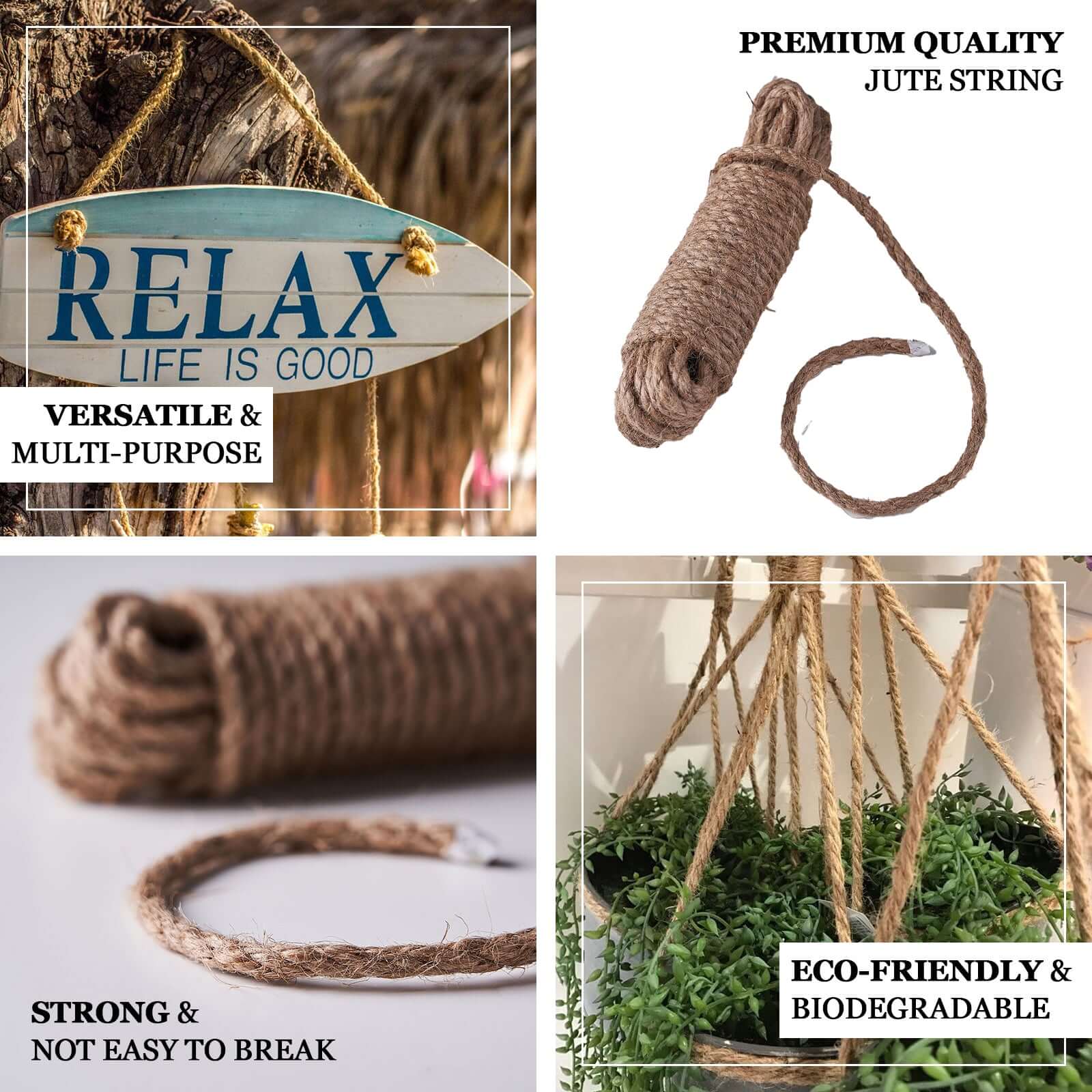 33-Foot 8mm All-Natural Jute Rope for DIY Crafts and Decor