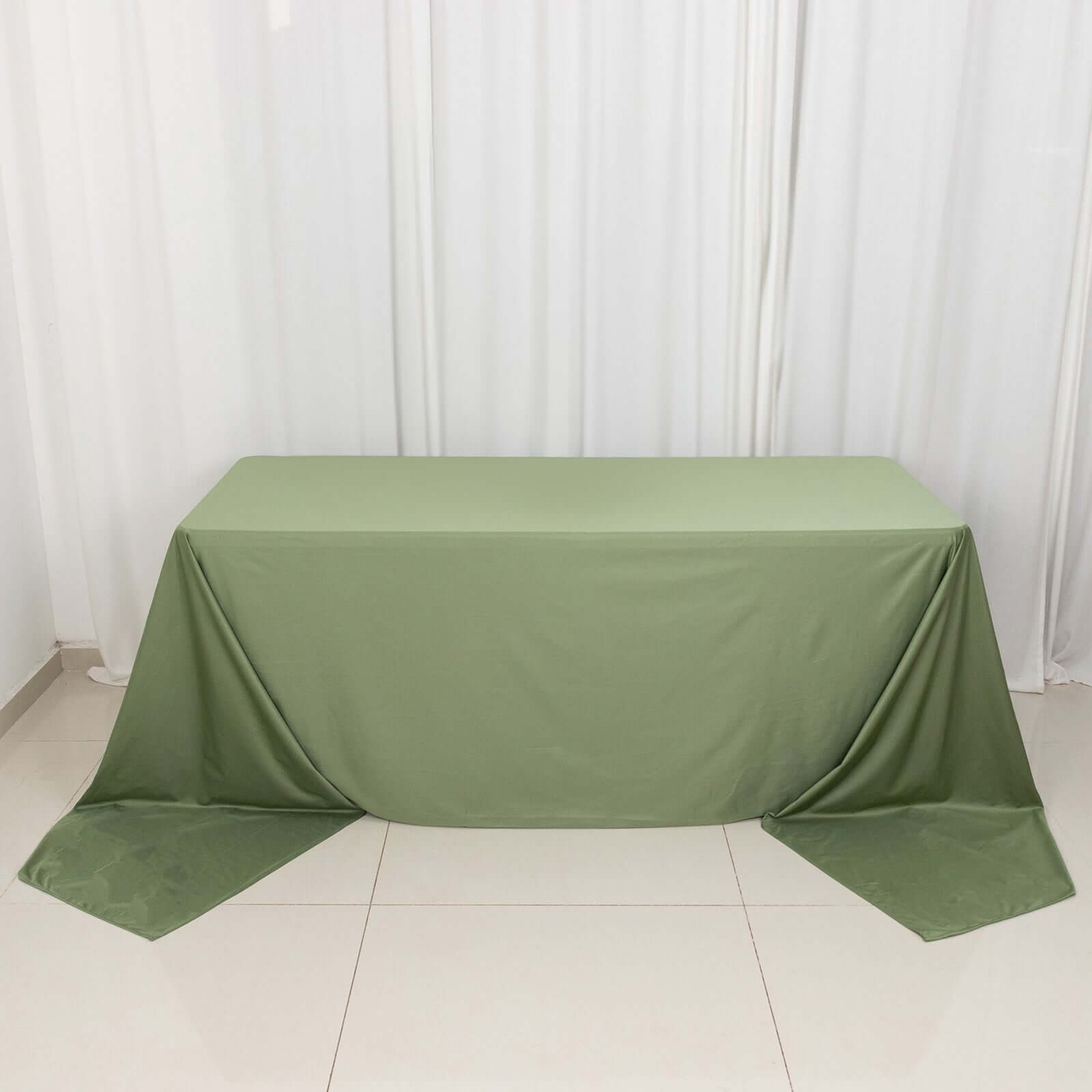 Exclusive Premium Scuba Rectangle Tablecloth in Dusty Sage Green - Wrinkle-Free, Stain-Resistant & Seamless