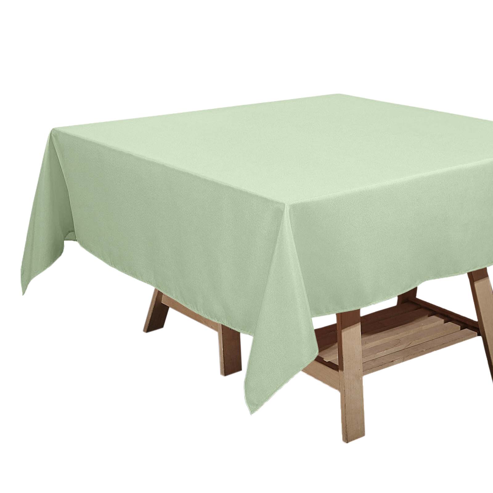 Sage Green 70x70 Polyester Wrinkle-Resistant Durable Square Tablecloth - Great Deal