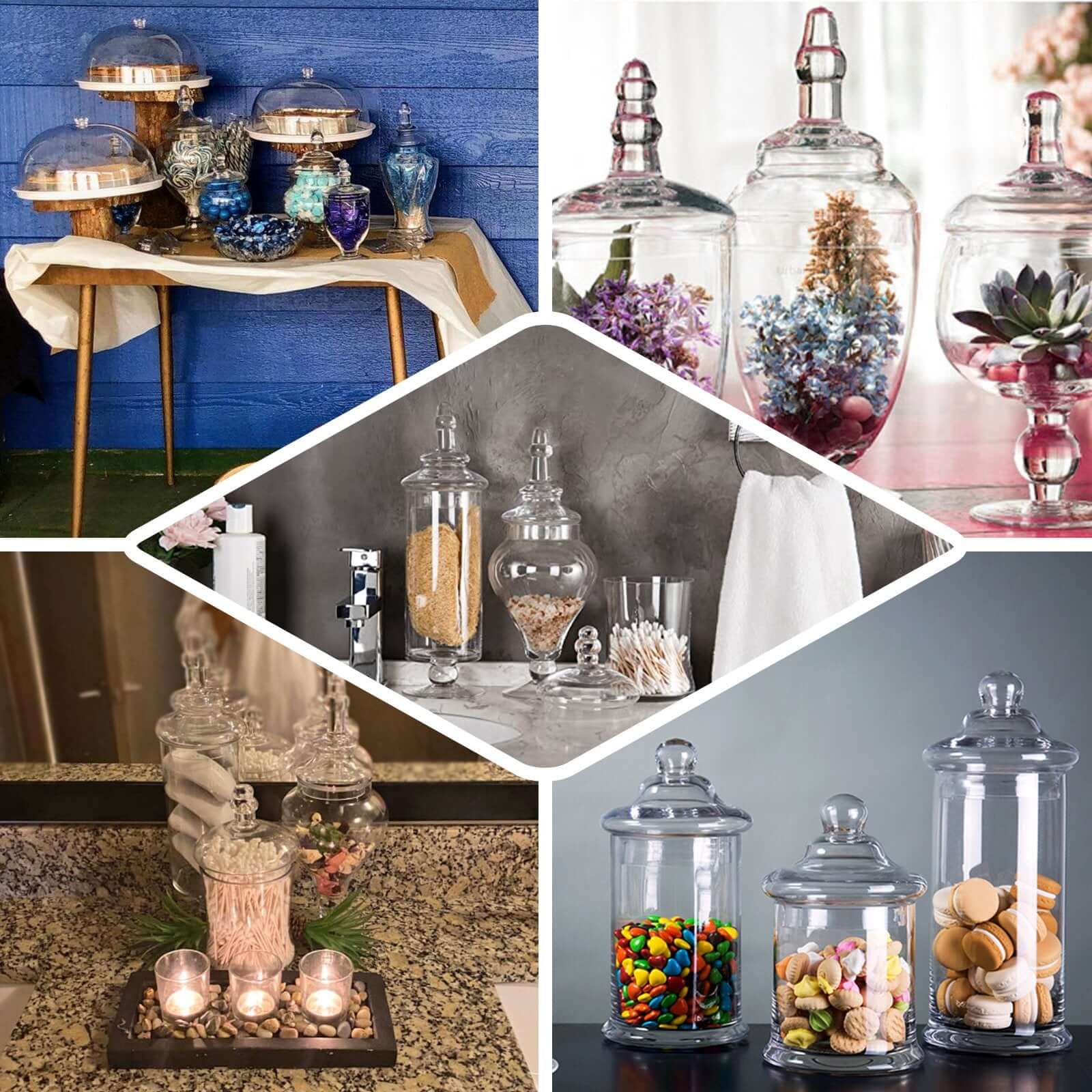 Hot Sale! Set of 3 Clear Glass Candy Jars with Snap - On Lids for Stylish Party Favors