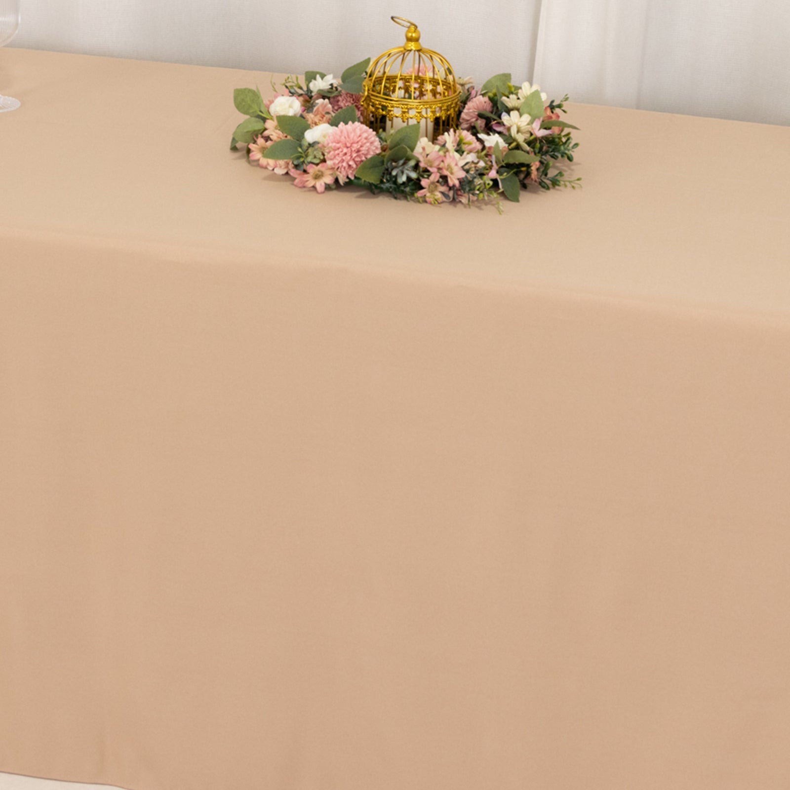 Hot Sale! Seamless 220GSM Stain-Resistant Nude Premium Polyester Rectangle Tablecloth 90x156