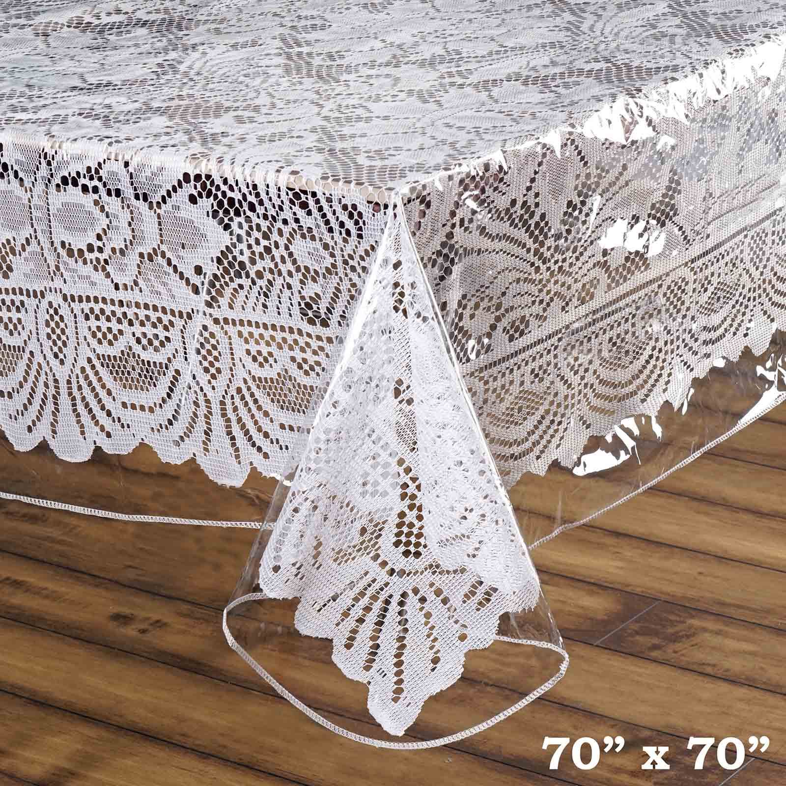 10 Mil Thick Clear Eco-Friendly Vinyl Square Tablecloth, 70x70 Inches