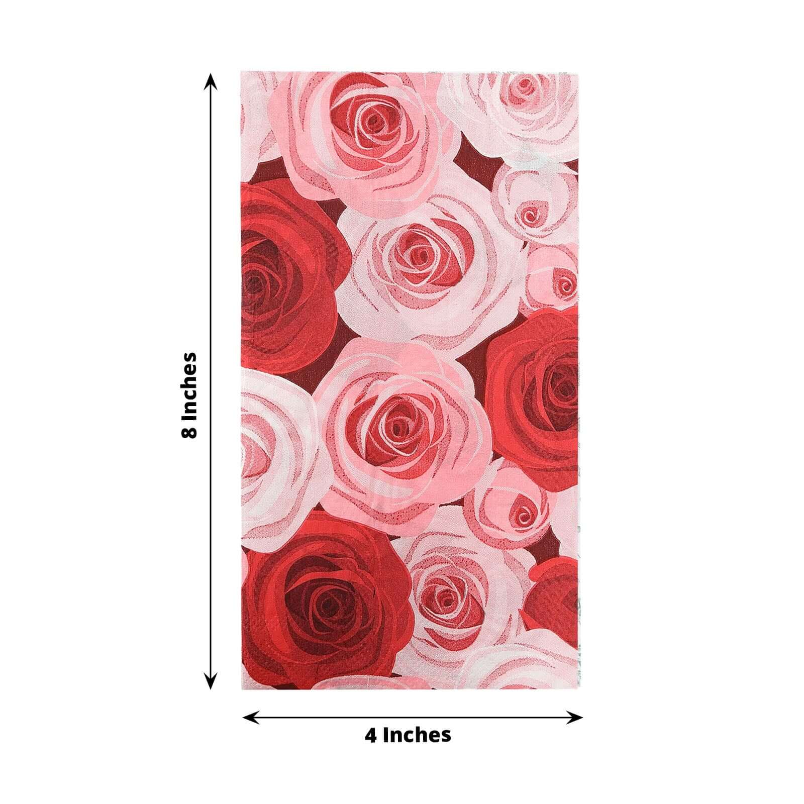 50-Pack 2-Ply Red/Pink Rose Floral Printed Paper Dinner Napkins - Stylish for Events