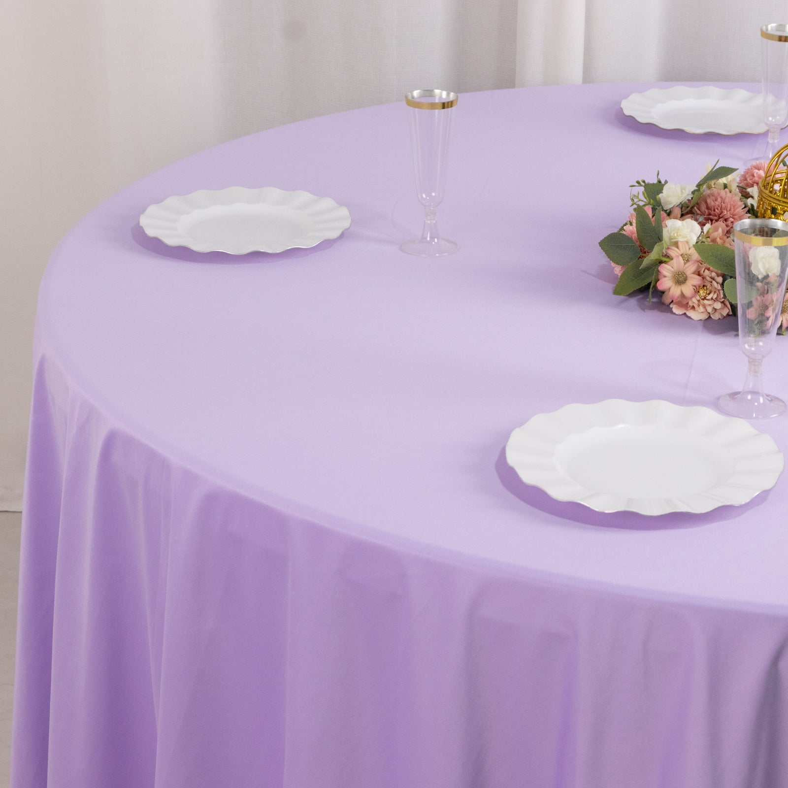 Lavender Lilac 120' Premium Scuba Round Tablecloth - Wrinkle & Stain Resistant