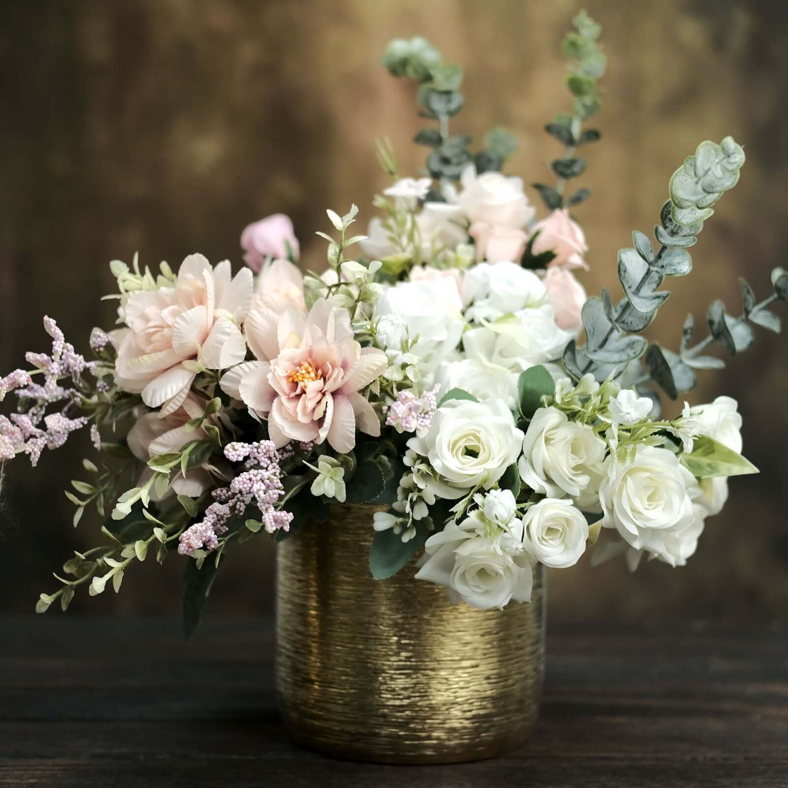 Hot Deal! 2-Pack Metallic Gold Ceramic Indoor Flower Plant Pots with Textured Round Design