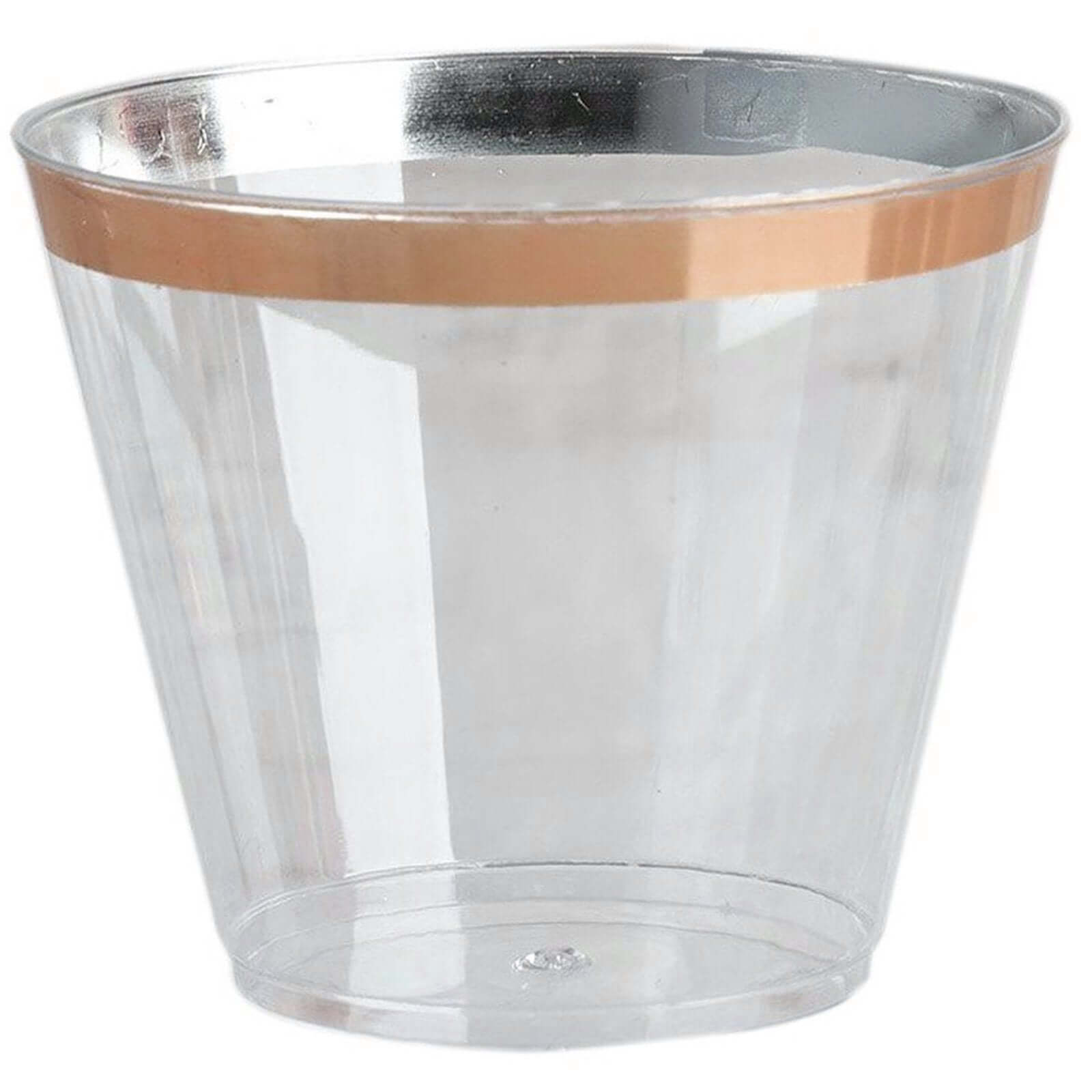 Hot Sale! 12-Pack 10oz Clear Plastic Party Squat Cups with Rose Gold Rim for Special Occasions