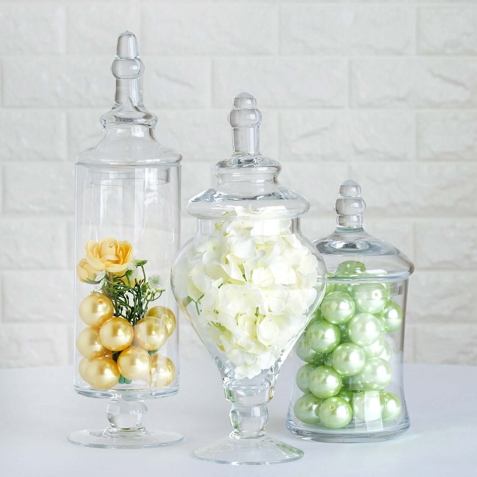 Hot Sale! Set of 3 Clear Glass Candy Jars with Snap - On Lids for Stylish Party Favors