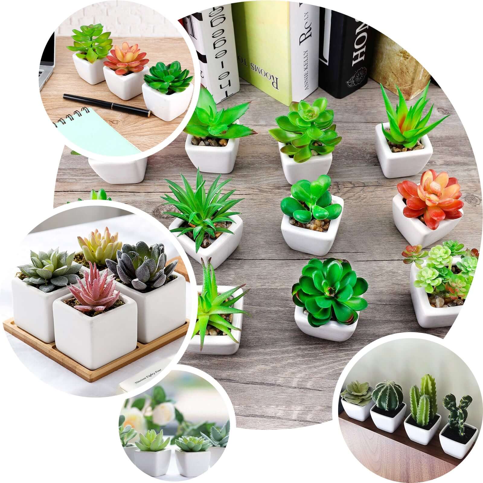 3-Piece Set of Lifelike Sedum Artificial Succulents in Ceramic Pots for Home, Office & Events