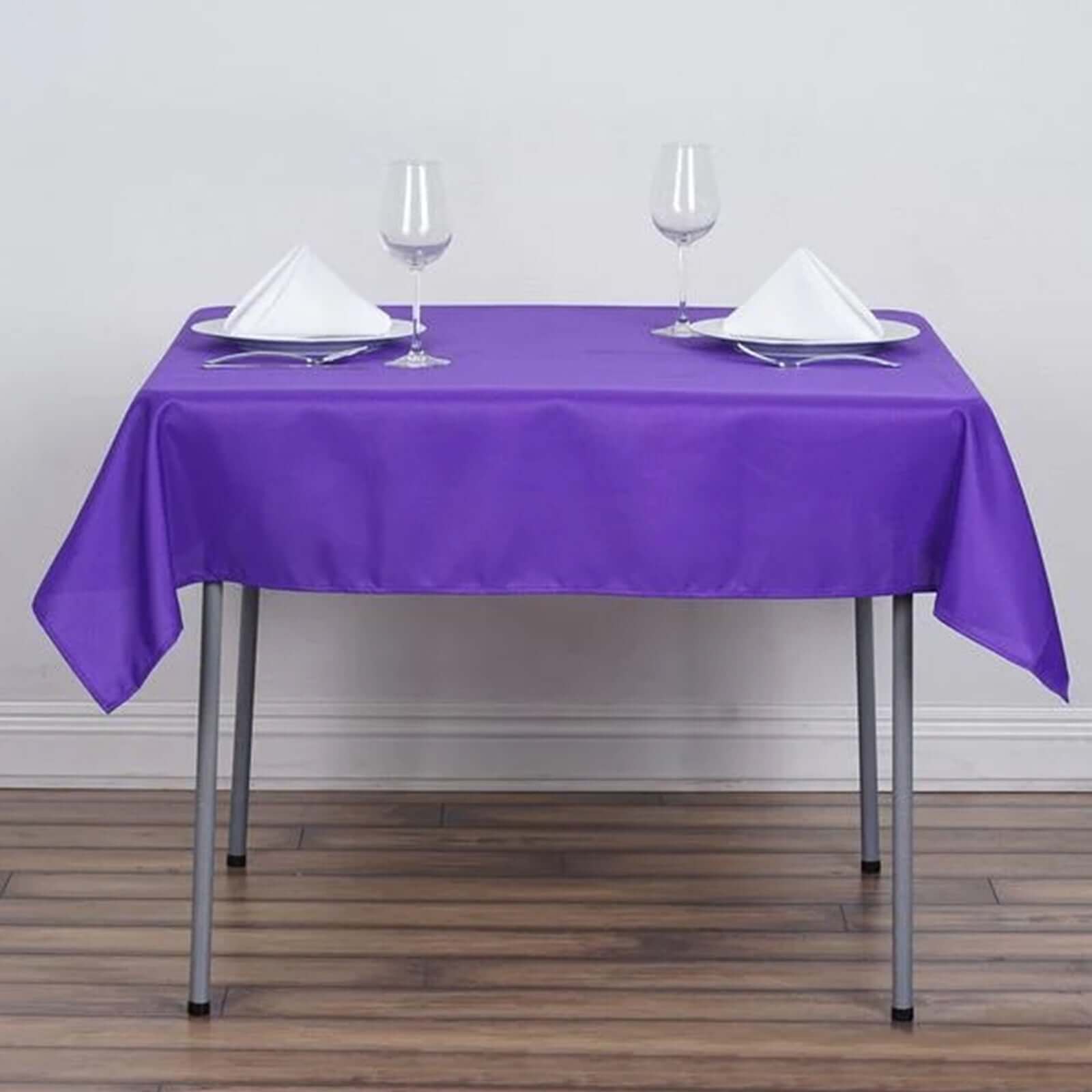Wrinkle-Resistant & Durable Purple 54x54 Polyester Square Tablecloth - Ideal for Events