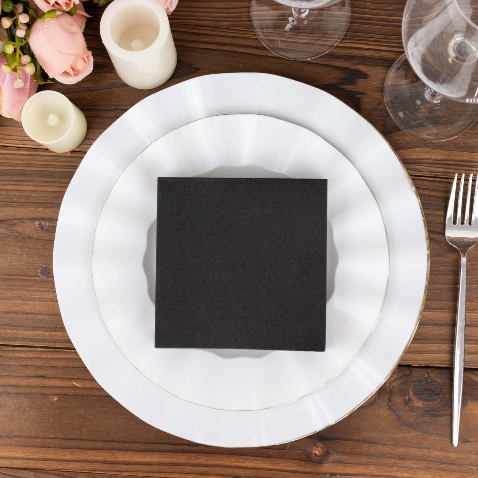 20-Pack Black 5x5 Airlaid Paper Cocktail Napkins - Soft, Absorbent & Linen-Like
