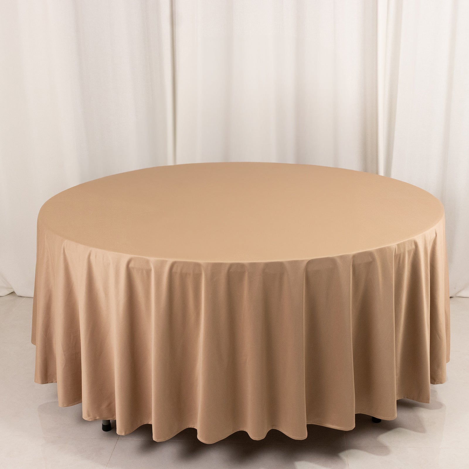 Premium Wrinkle-Free & Stain-Resistant Nude Scuba Round 108 Tablecloth for Events