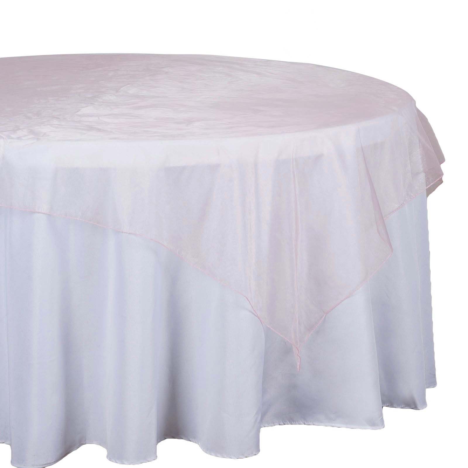 Blush Sheer Organza Square Table Overlay 72x72 - Ideal Table Accent