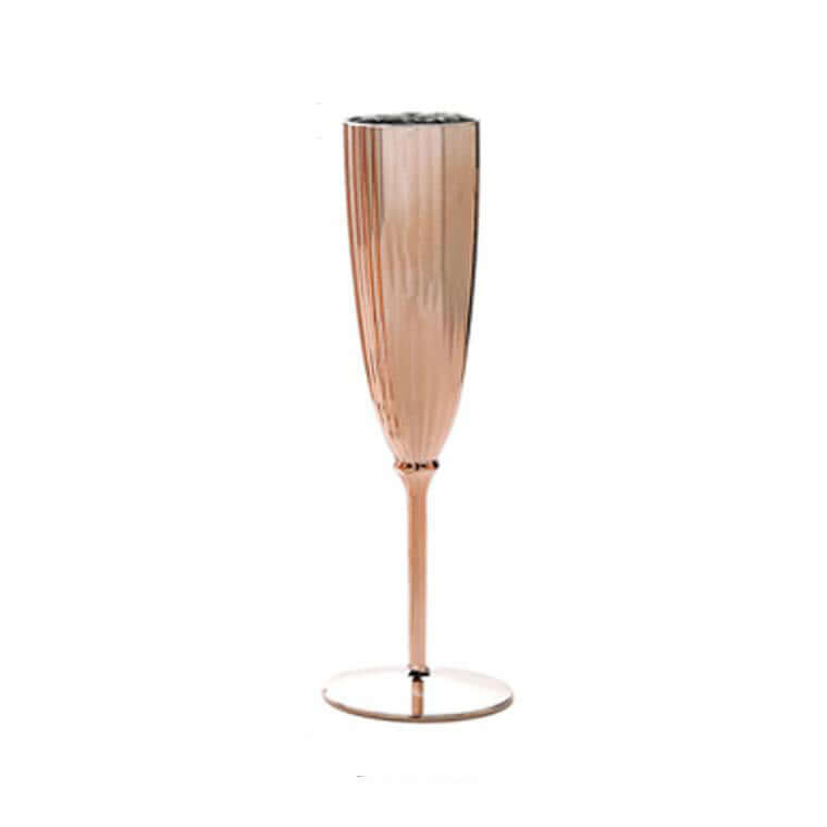 Hot Deal! 6-Pack Disposable Plastic Champagne Flutes in Metallic Rose Gold, 5oz for Toast & Cocktail Parties
