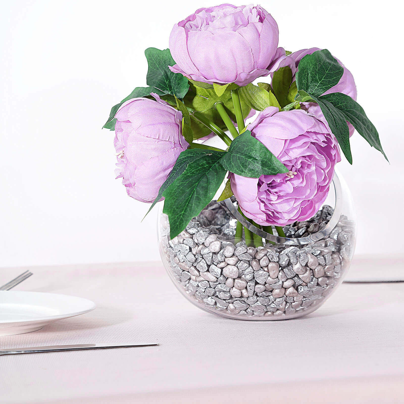 Lavender Lilac Artificial Silk Peony Spray with 5 Flower Heads