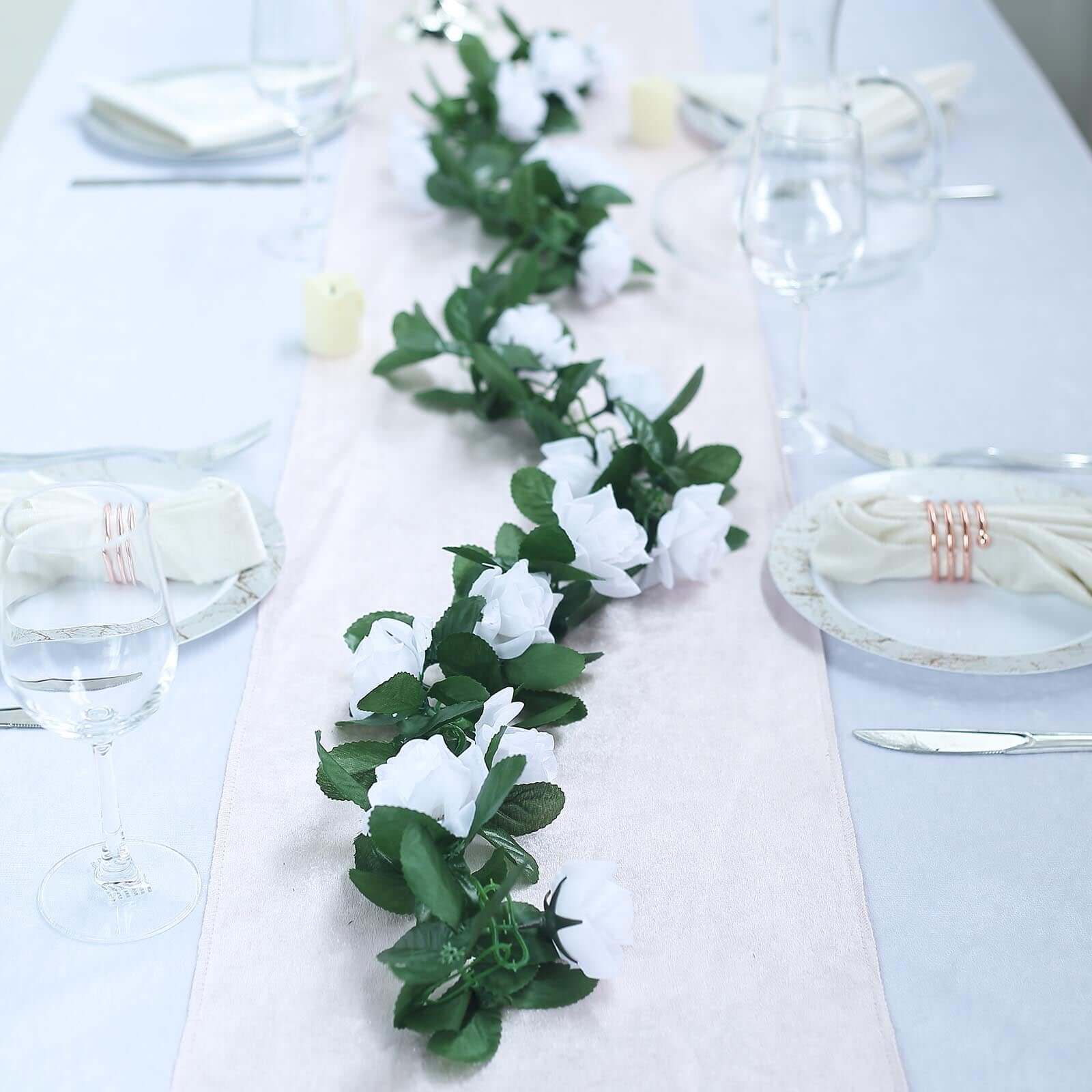 Hot Deal! 6ft UV-Protected White Artificial Silk Rose Garland for Decor