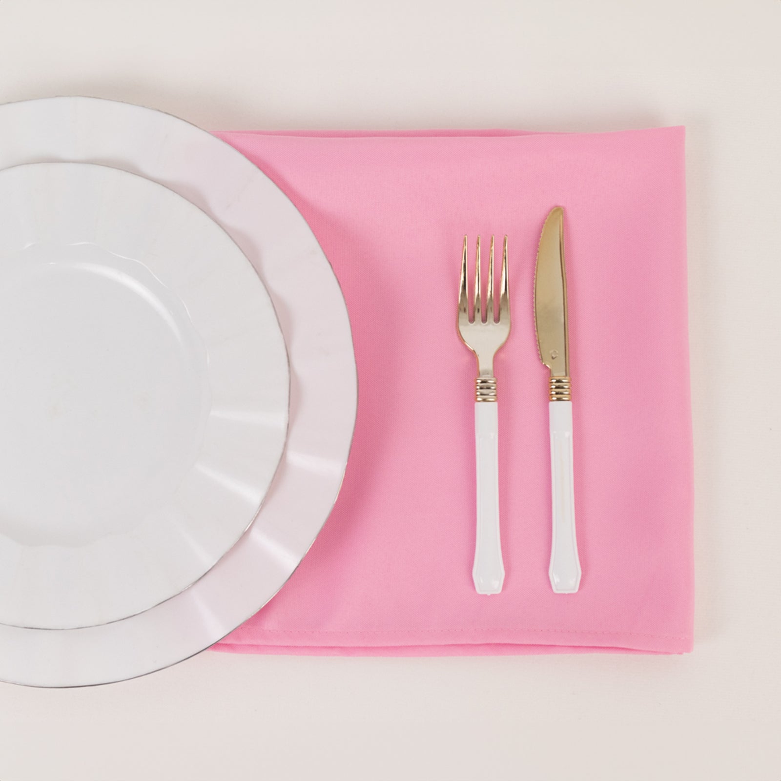 5-Piece Set of Premium Pink 20x20 Polyester Dinner Napkins - Stain & Wrinkle Resistant