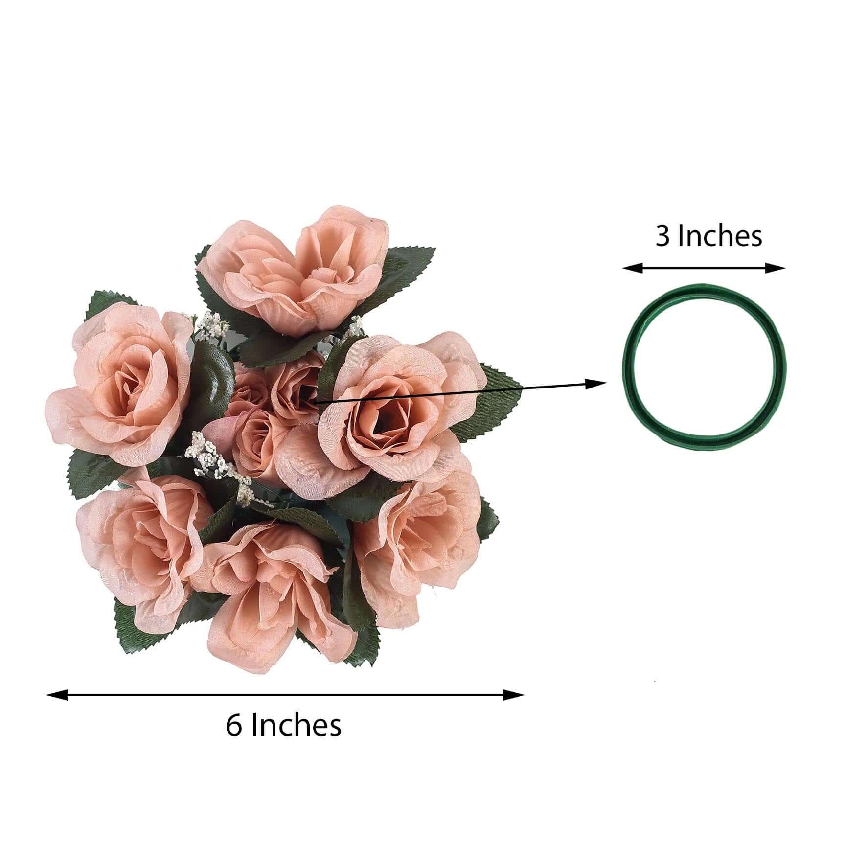 4-Pack Dusty Rose Artificial Silk Rose Flower Candle Rings - Perfect Decor!