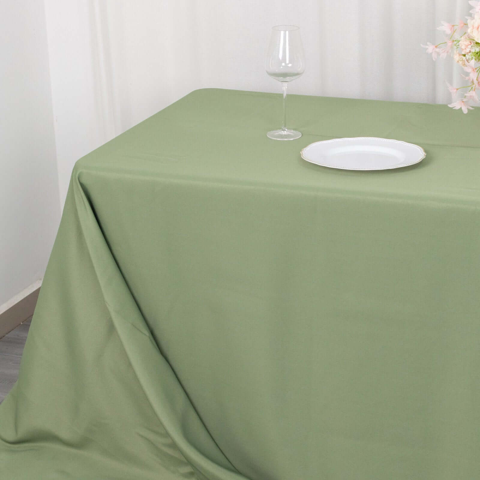 Hot! Seamless 220GSM Stain-Resistant Premium Polyester Dusty Sage Green Rectangle Tablecloth 90x156