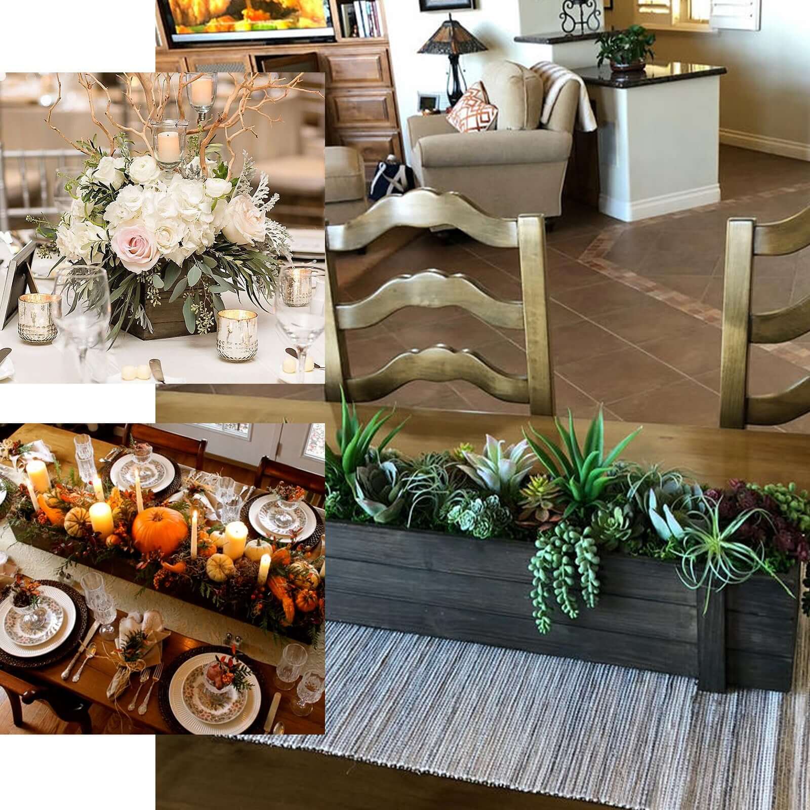 Hot Deal! 2-Pack Smoked Brown Rustic Wood Planter Boxes - Ideal Natural Decor for Weddings, 10x5