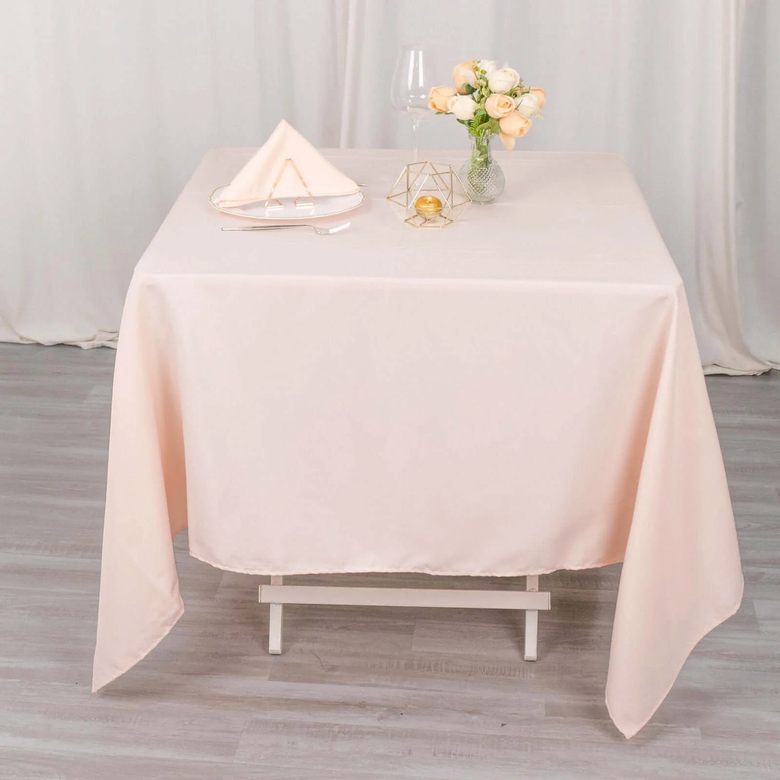 Hot! Wrinkle-Resistant 70x70 Blush Premium Polyester Square Tablecloth 220GSM