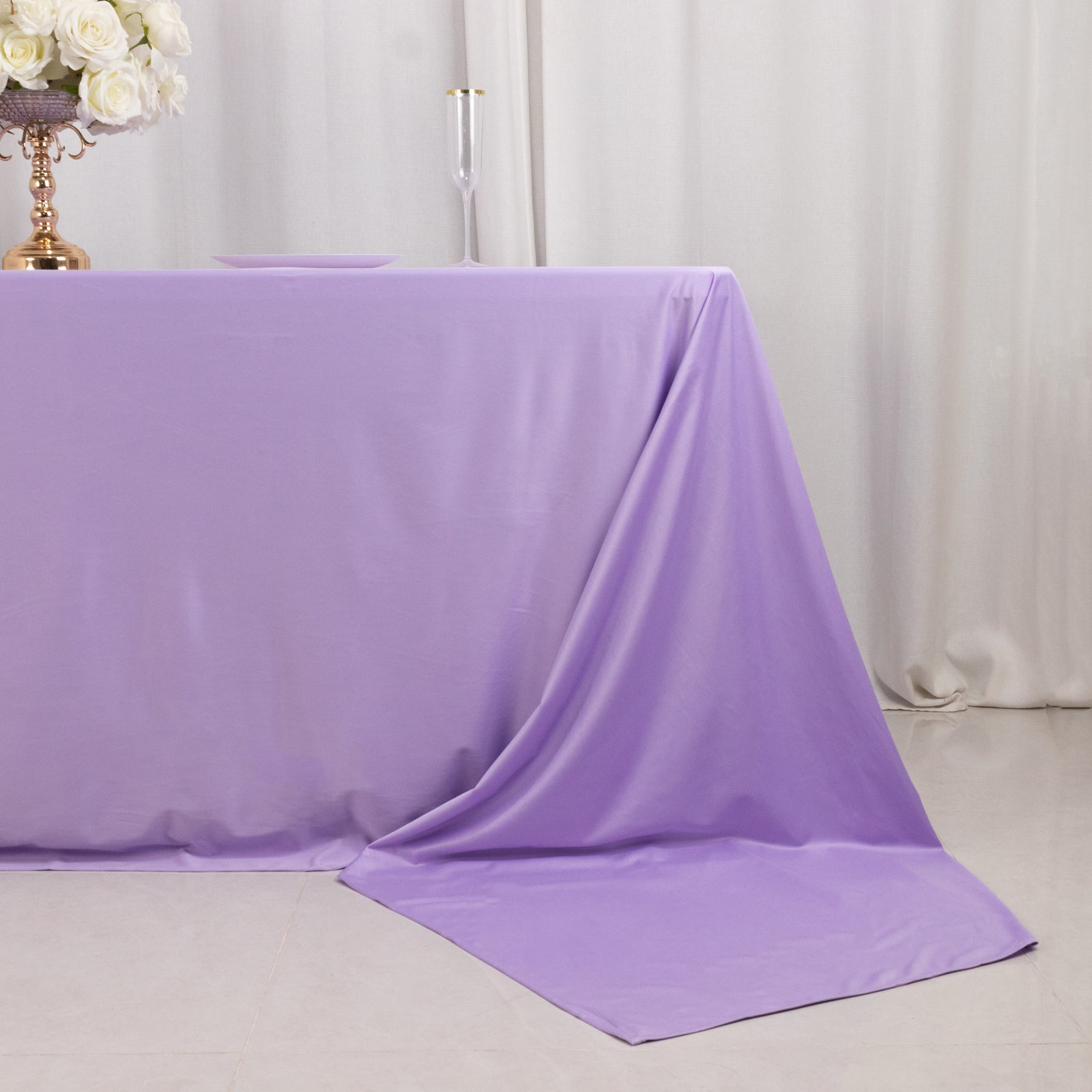 Exclusive Premium Scuba Rectangle Tablecloth - Lavender Lilac, Wrinkle-Free & Stain-Resistant
