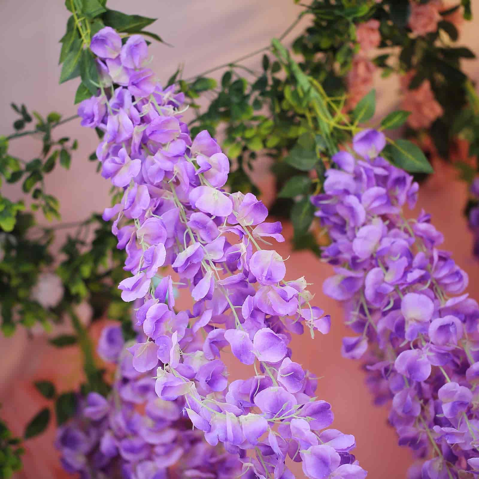 Stunning 42' Silk Lavender Lilac Wisteria Garland - 5 Strands