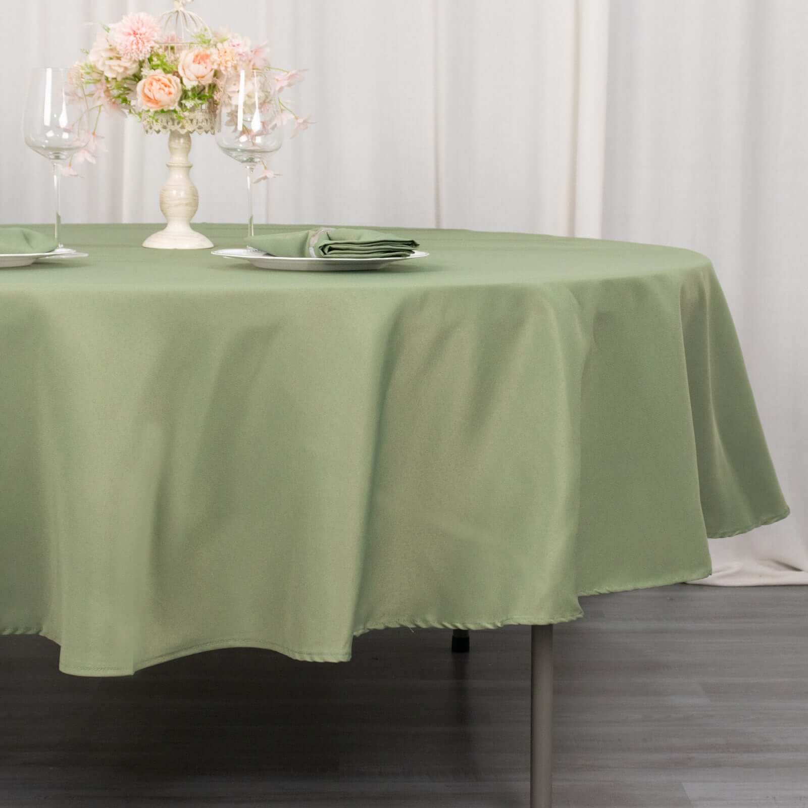 90-Inch Dusty Sage Green Premium Polyester Round Tablecloth - Stain & Wrinkle Resistant, 220GSM